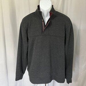 Orvis Signature Men's gray w/ burgundy 1/4 zip pullover Sweater Large L EUC